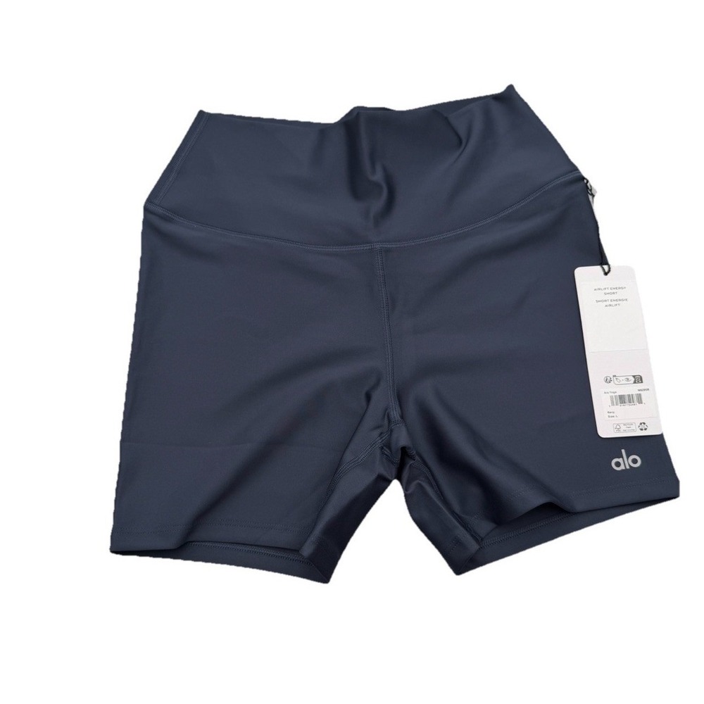 Alo Yoga Airlift Energy Short Navy Large High Waist Biker Shorts NWT